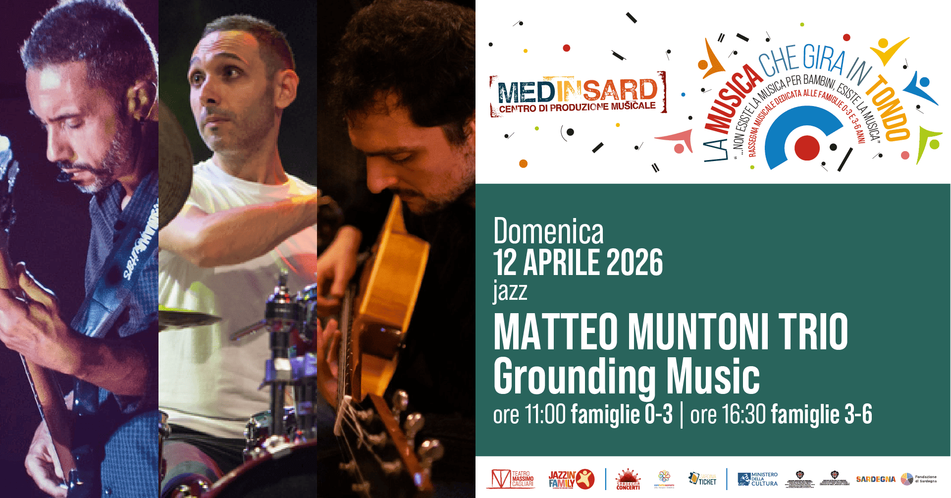 Matteo Muntoni trio – Grounding Music (famiglie 3-6 anni)@Teatro Massimo Cagliari