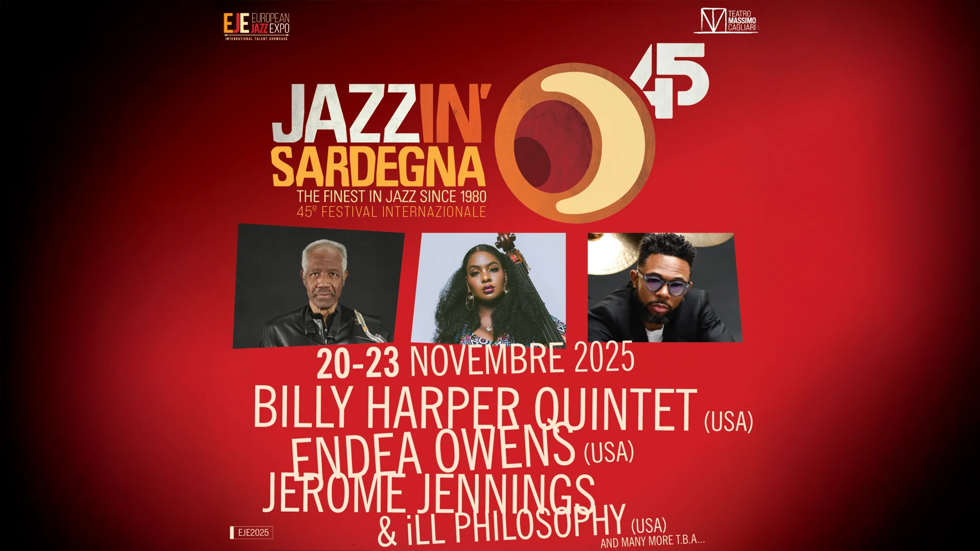 45° Festival Jazz in Sardegna - European Jazz Expo - dal 20 al 23 novembre 2025 al Teatro Massimo di Cagliari